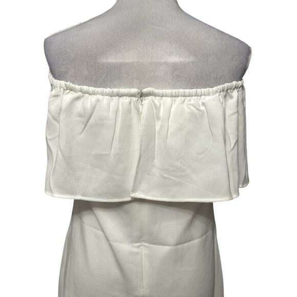Charles Henry Mini Dress Ruffle Style Zipper Closure Off Shoulder Ivory XS NWOT - Picture 6 of 9